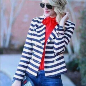 #5094 Cabi Double Breasted striped jacket size 10, NWT